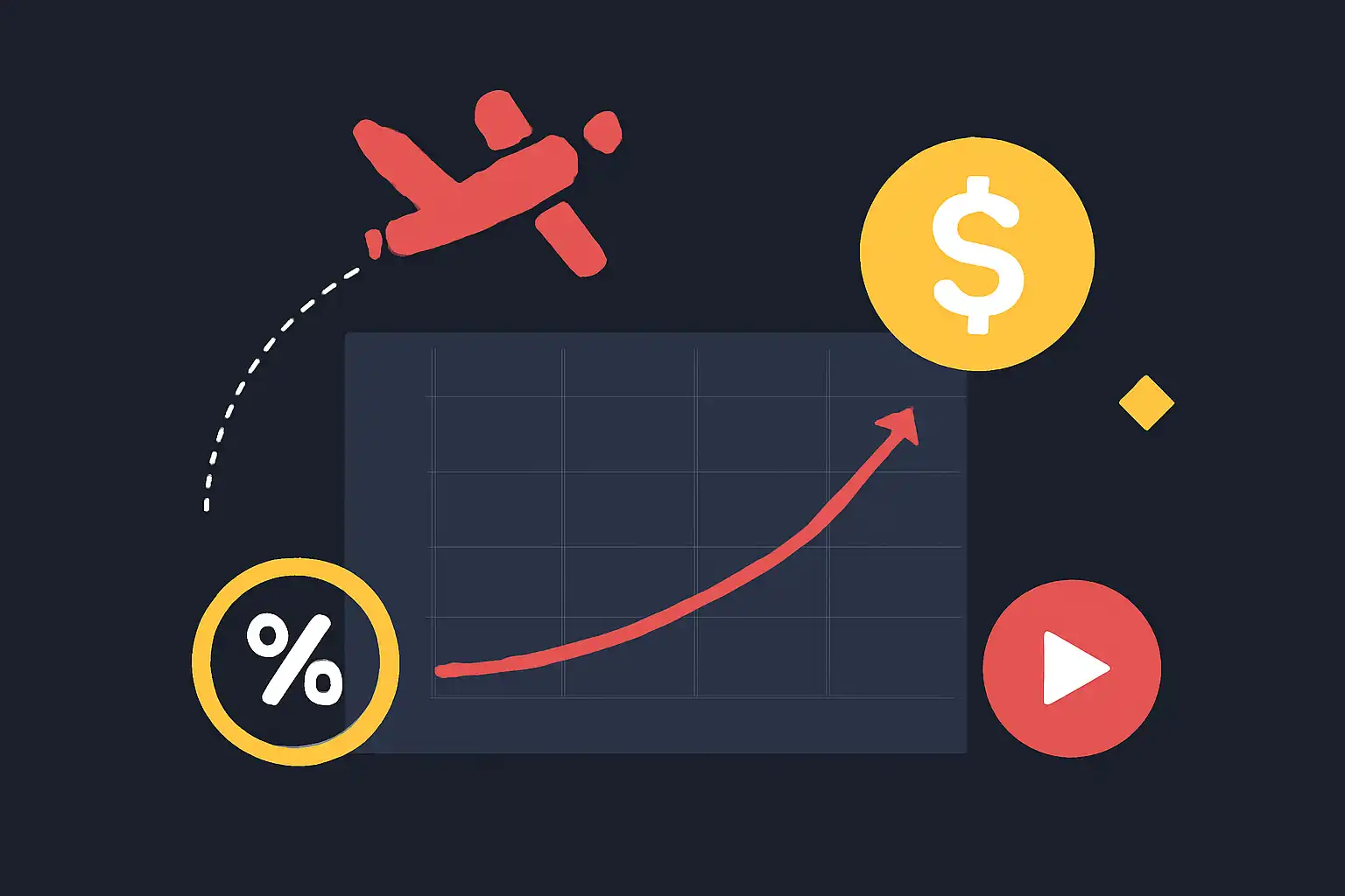 Hero illustration: How Aviator Works, modern flat design, dark background, brand-neutral, icons and shapes only, no text