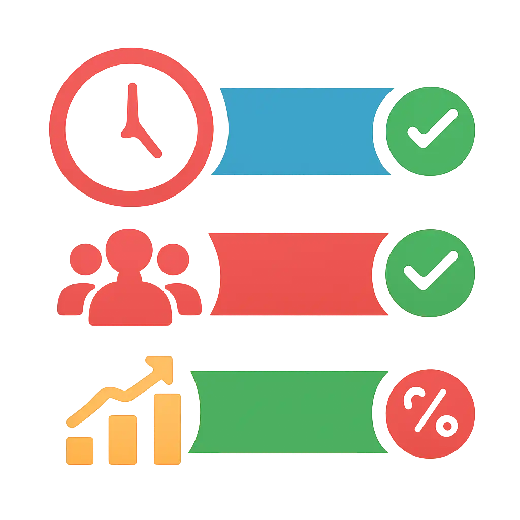 Infographic comparing options using coloured bars and icons only, no text or labels, flat design, How Crazy Time Works