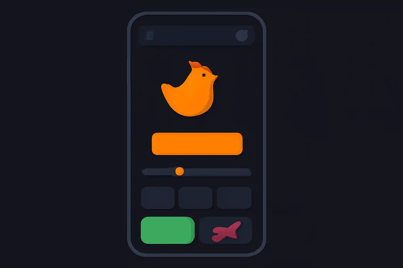 Detail screen: chicken road, mobile-first UI mockup, dark theme