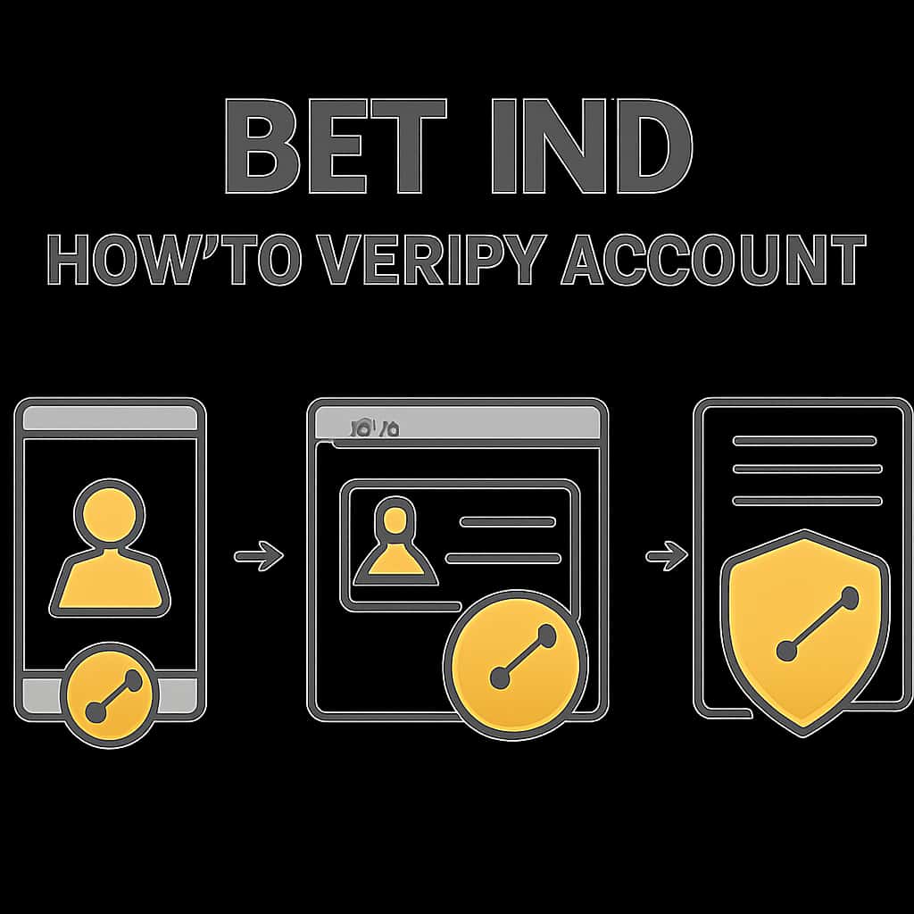 An educational illustration detailing steps for verifying a Bet Ind account.